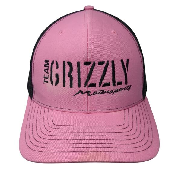 Team Grizzly Motorsports Snapback Trucker Hat Pink One Size Mesh Back Richardson - Picture 1 of 10